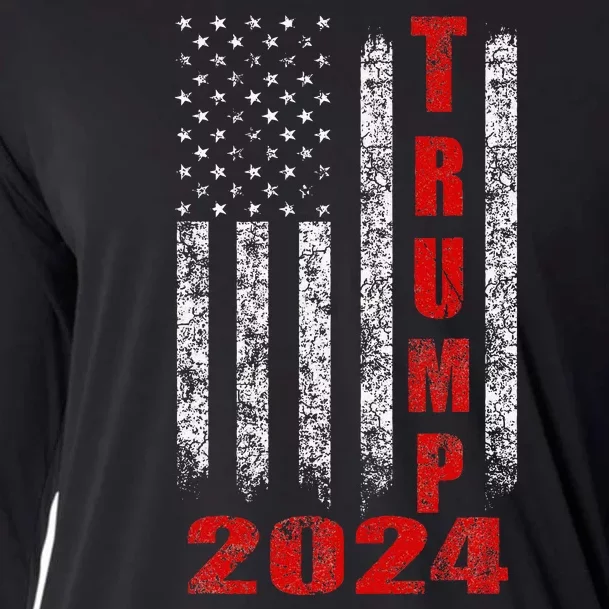 American Flag Design Trump 2024 Cooling Performance Long Sleeve Crew