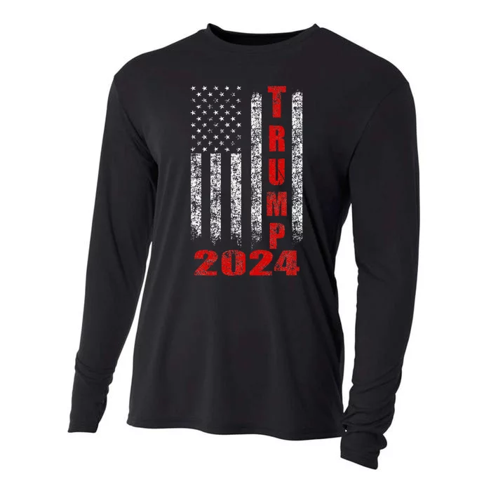 American Flag Design Trump 2024 Cooling Performance Long Sleeve Crew