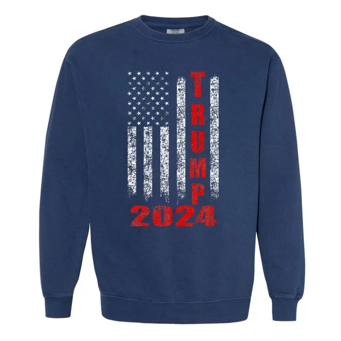 American Flag Design Trump 2024 Garment-Dyed Sweatshirt