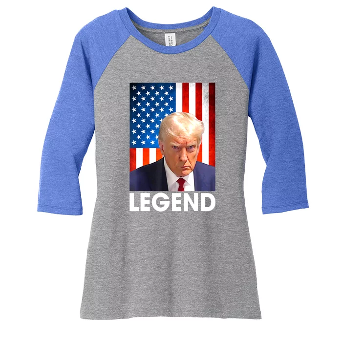 American Flag Donald Trump 2024 President Legend Gift Women's Tri-Blend 3/4-Sleeve Raglan Shirt