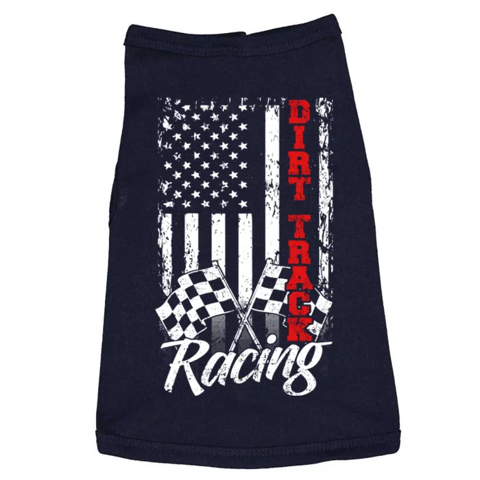 American Flag Dirt Track Racing Car Bike Driver Back Print Doggie Tank