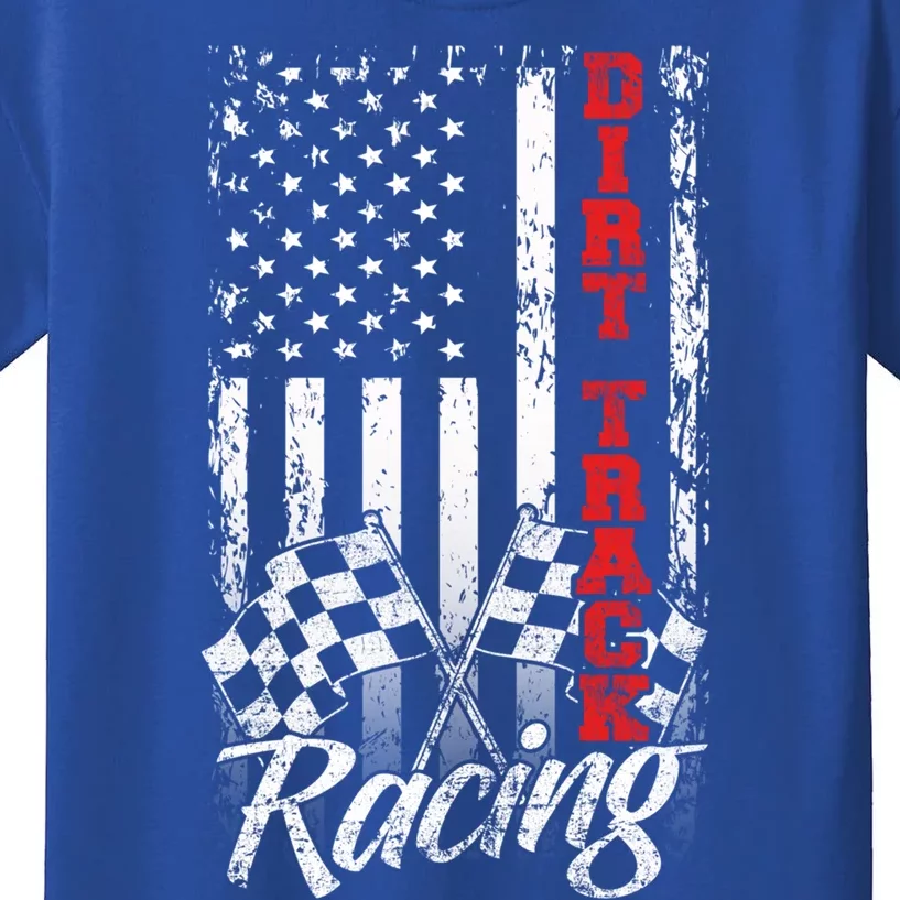 American Flag Dirt Track Racing Car Bike Driver Racer Gift Kids T-Shirt