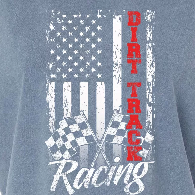 American Flag Dirt Track Racing Car Bike Driver Racer Gift Garment-Dyed Women's Muscle Tee