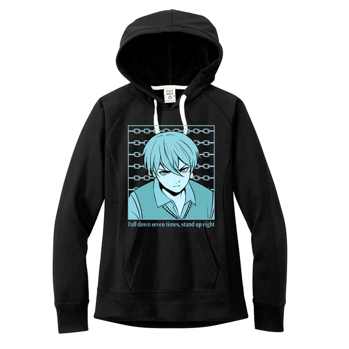 Anime Fall Down Seven Times Stand Up Eight Women's Fleece Hoodie