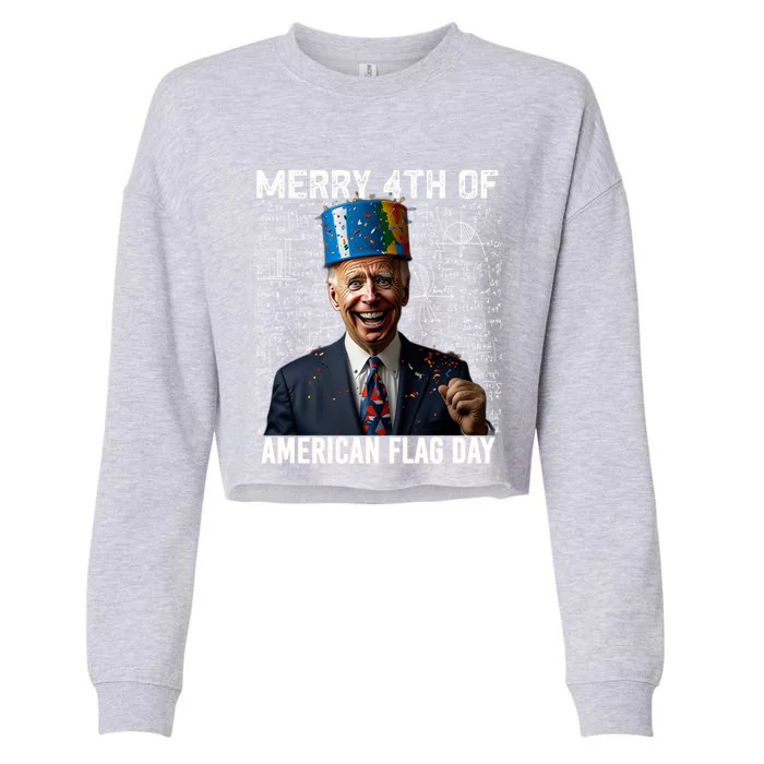 American Flag Day 4th Of July Funny Joe Biden Memorial Meaningful Gift Cropped Pullover Crew