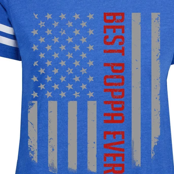 American Flag Dad Gift For Fathers day Best Poppa Ever Enza Ladies Jersey Football T-Shirt