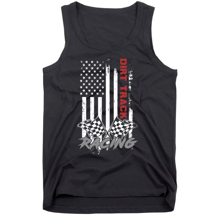 American Flag Dirt Track Racing Car Bike Driver Racer Gifts Tank Top