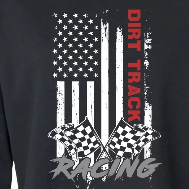 American Flag Dirt Track Racing Car Bike Driver Racer Gifts Cropped Pullover Crew