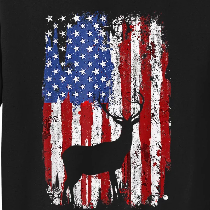 American Flag Deer Hunters Deer on American Flag Sweatshirt