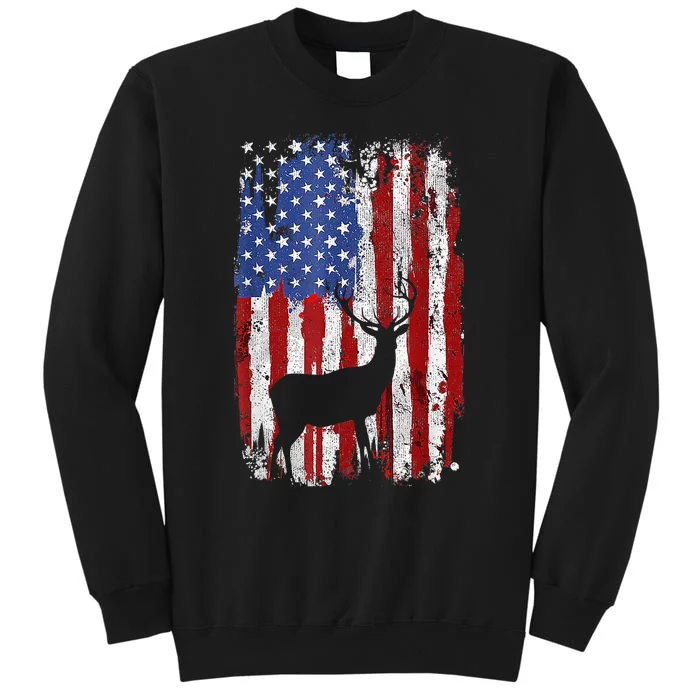 American Flag Deer Hunters Deer on American Flag Sweatshirt