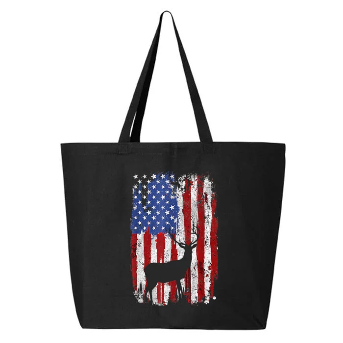 American Flag Deer Hunters Deer on American Flag 25L Jumbo Tote