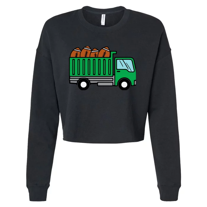 American Football Dump Truck Cute Sports Boys Toddlers Cropped Pullover Crew