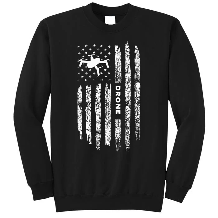 American Flag Drone Clothing Drone Pilot Vintage Drone Tall Sweatshirt