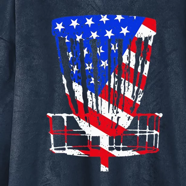 American Flag Disc Golf Basket Love Disc Golfing Hooded Wearable Blanket