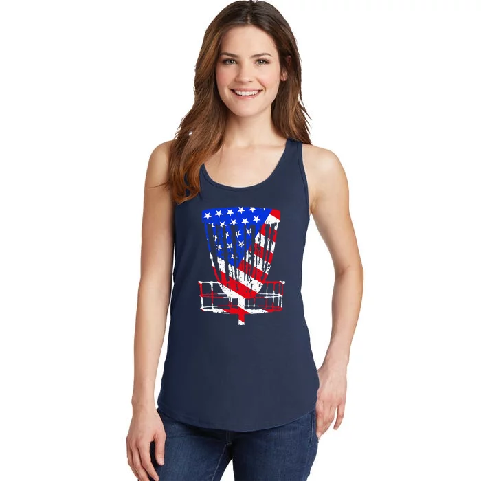 American Flag Disc Golf Basket Love Disc Golfing Ladies Essential Tank