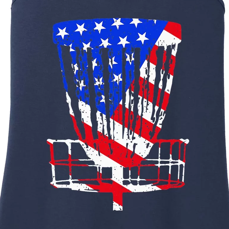 American Flag Disc Golf Basket Love Disc Golfing Ladies Essential Tank