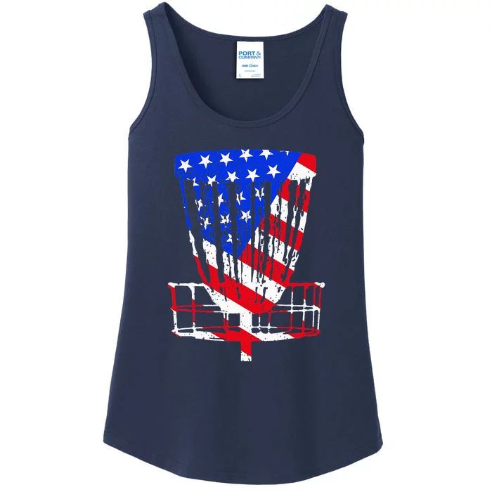 American Flag Disc Golf Basket Love Disc Golfing Ladies Essential Tank