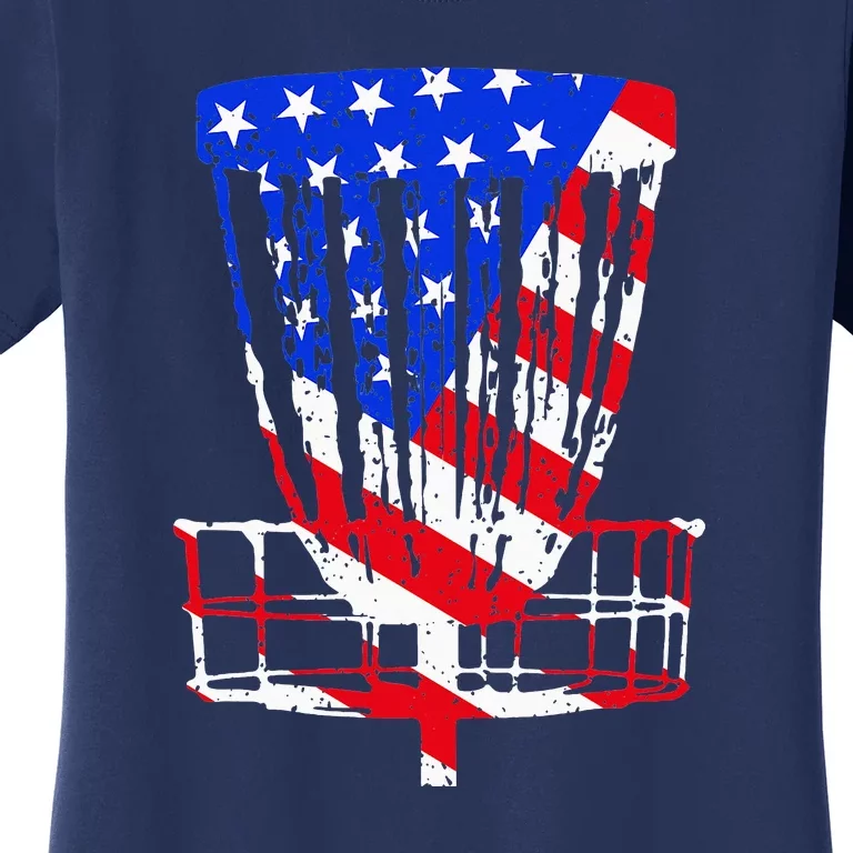 American Flag Disc Golf Basket Love Disc Golfing Women's T-Shirt