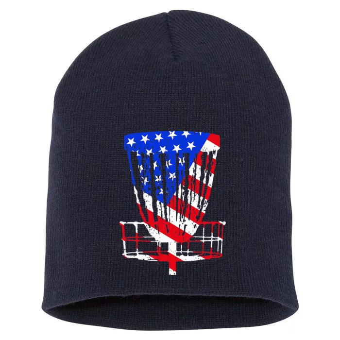 American Flag Disc Golf Basket Love Disc Golfing Short Acrylic Beanie