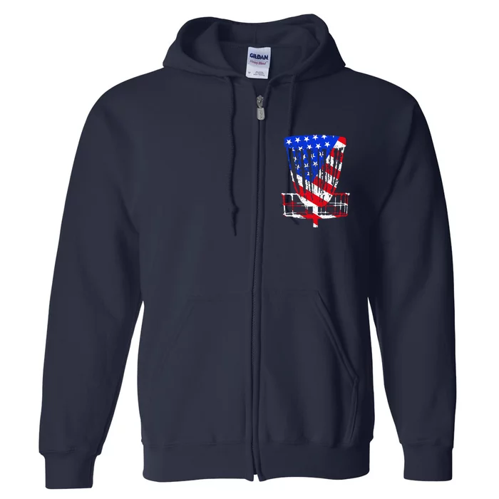 American Flag Disc Golf Basket Love Disc Golfing Full Zip Hoodie