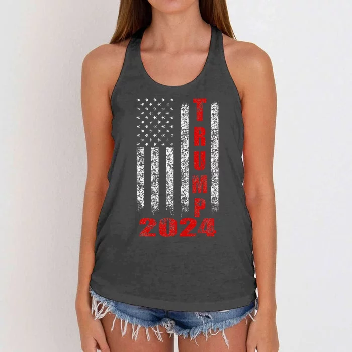 American Flag Design Trump 2024 Women's Knotted Racerback Tank