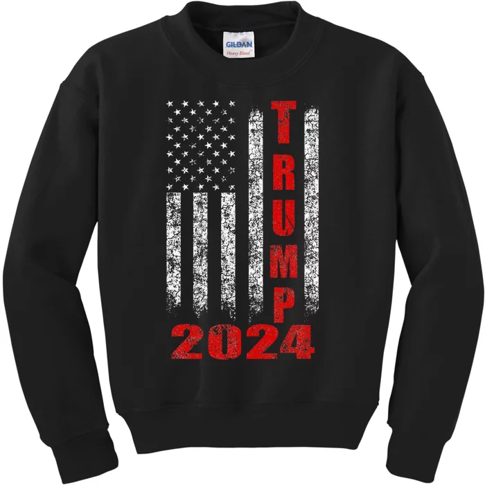 American Flag Design Trump 2024 Kids Sweatshirt