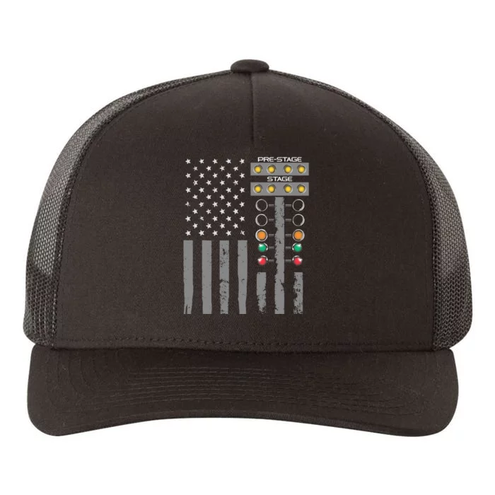 American Flag Drag Racing Strip Tree Light For Dragster Yupoong Adult 5-Panel Trucker Hat