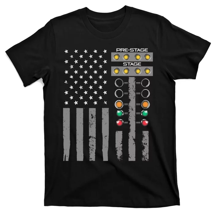 American Flag Drag Racing Strip Tree Light For Dragster T-Shirt