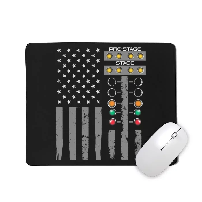 American Flag Drag Racing Strip Tree Light For Dragster Mousepad