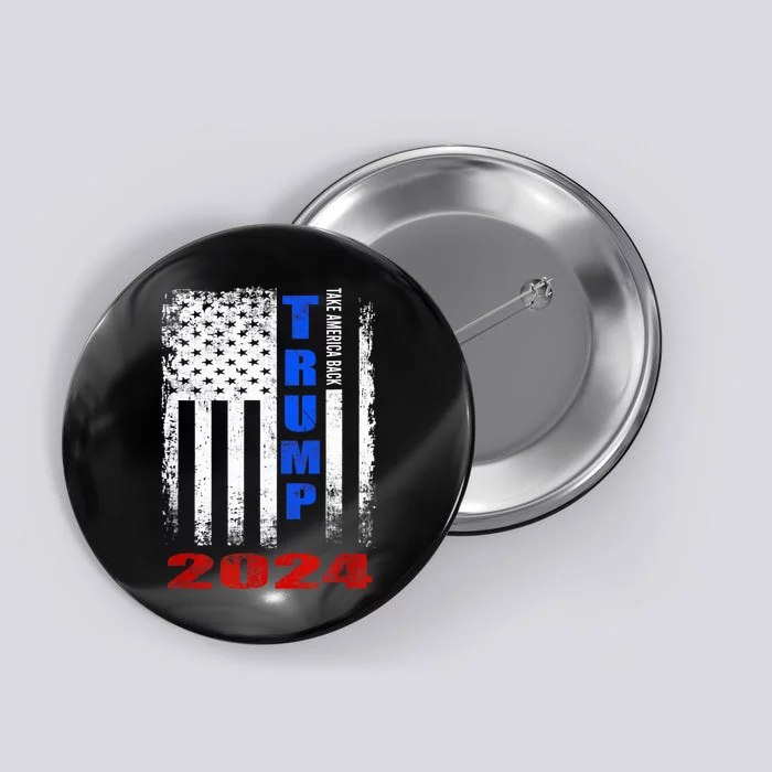 American Flag Design Trump 2024 Button