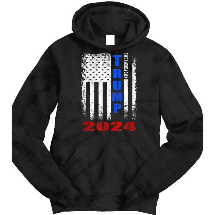 American Flag Design Trump 2024 Tie Dye Hoodie