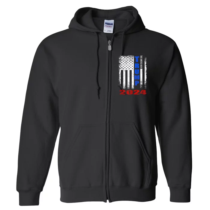 American Flag Design Trump 2024 Full Zip Hoodie