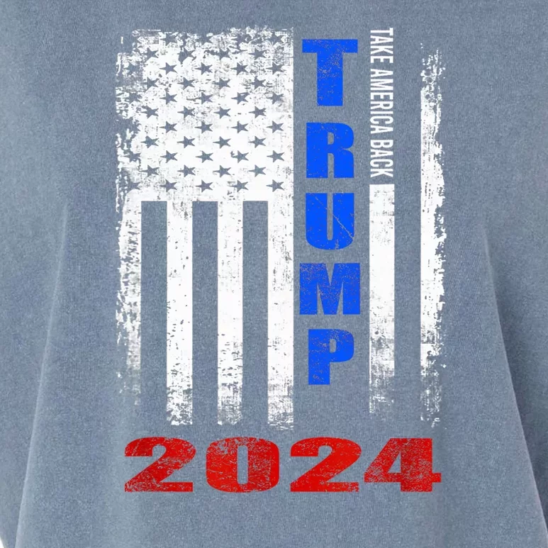 American Flag Design Trump 2024 Garment-Dyed Women's Muscle Tee