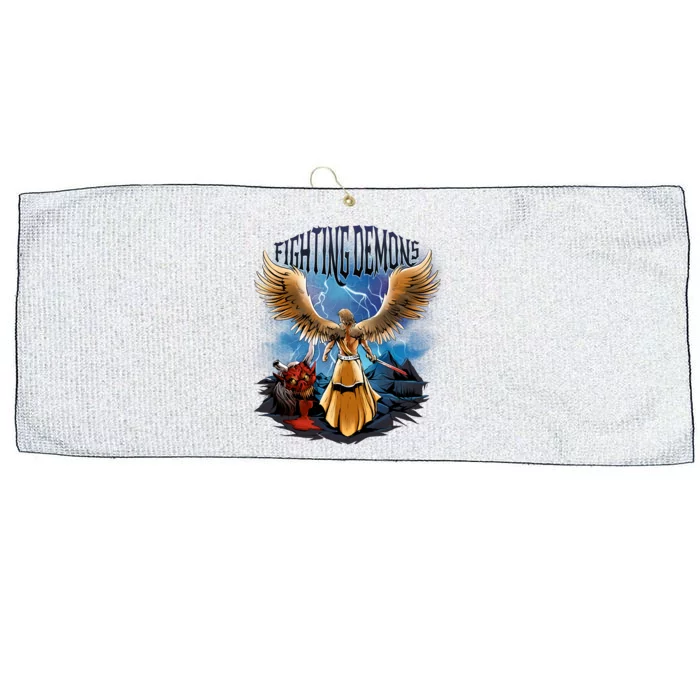 Angel Fighting Demons Large Microfiber Waffle Golf Towel