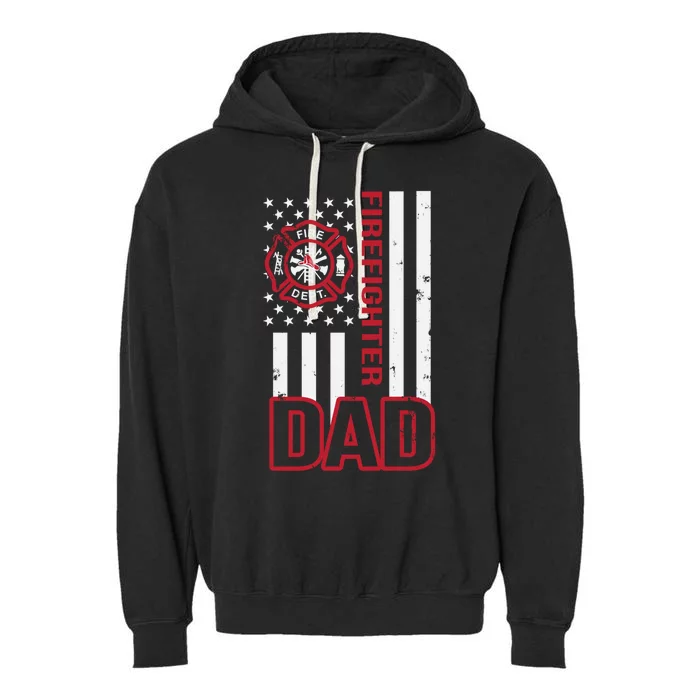 American Firefighter Dad Gift Garment-Dyed Fleece Hoodie