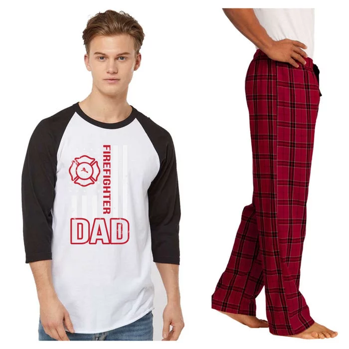 American Firefighter Dad Gift Raglan Sleeve Pajama Set