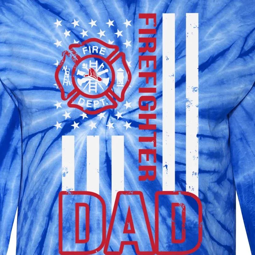 American Firefighter Dad Gift Tie-Dye Long Sleeve Shirt