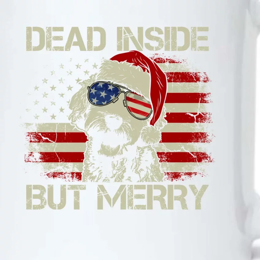 American Flag Doodle Santa Christmas Dead Inside But Merry Gift Black Color Changing Mug