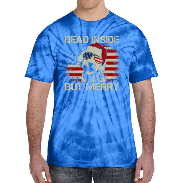 American Flag Doodle Santa Christmas Dead Inside But Merry Gift Tie-Dye T-Shirt