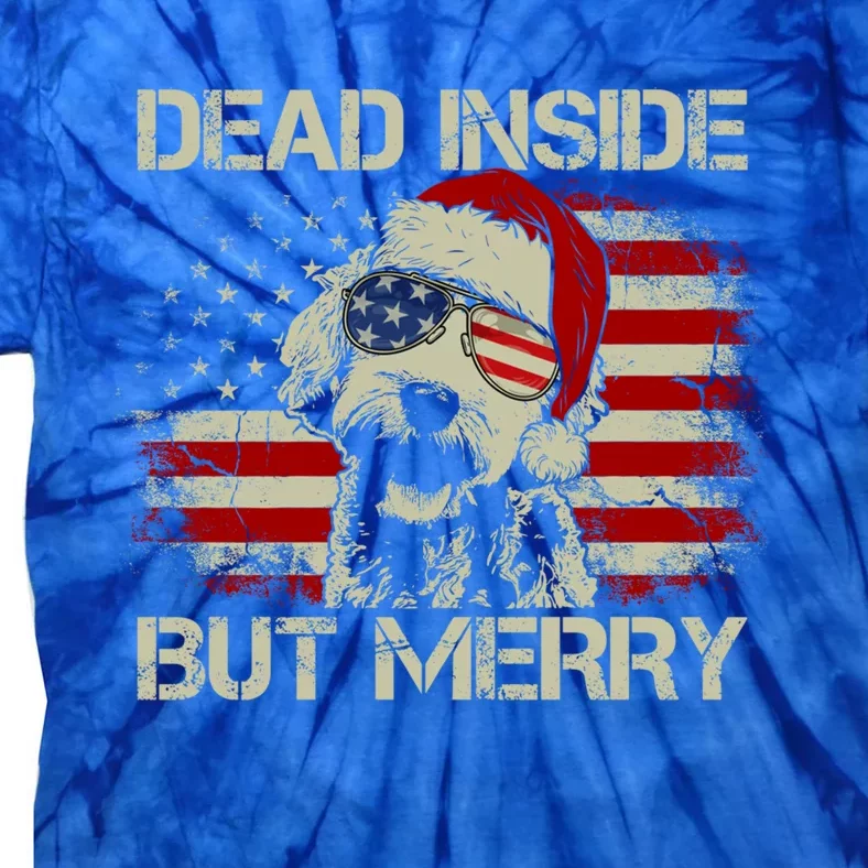 American Flag Doodle Santa Christmas Dead Inside But Merry Gift Tie-Dye T-Shirt