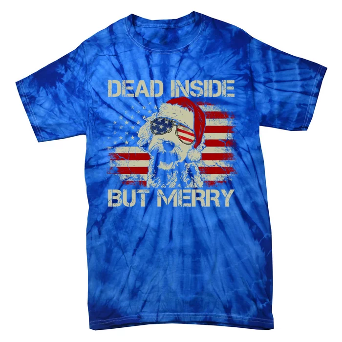 American Flag Doodle Santa Christmas Dead Inside But Merry Gift Tie-Dye T-Shirt