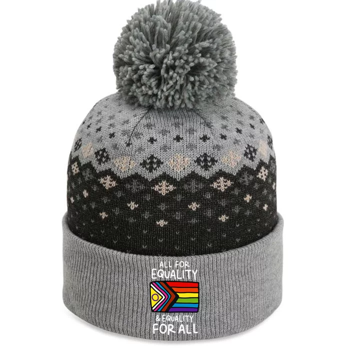 All For Equality And Equality For All Equality Apparel Rainbow Pride LGBT LGBTQ The Baniff Cuffed Pom Beanie