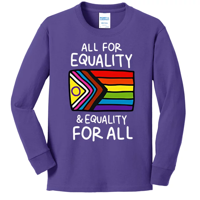 All For Equality And Equality For All Equality Apparel Rainbow Pride LGBT LGBTQ Kids Long Sleeve Shirt