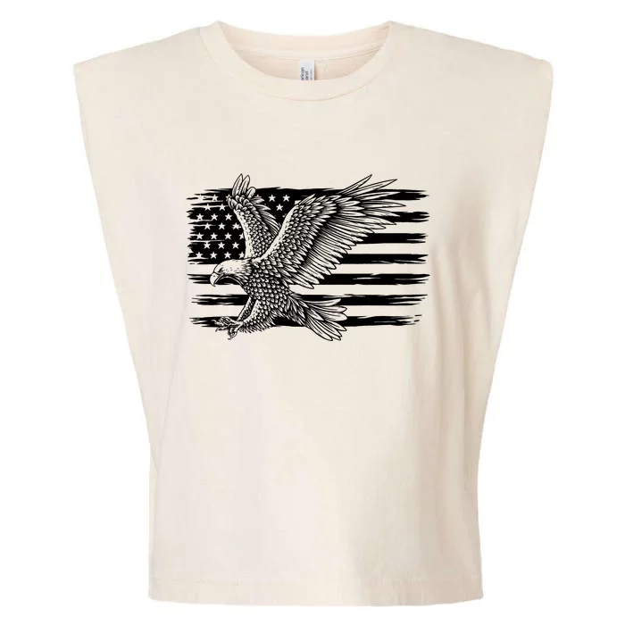 American Flag Eagle 4th Of July Independence Day Patriotic Garment-Dyed Women's Muscle Tee