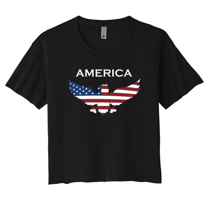 American Flag Eagle Women's Crop Top Tee