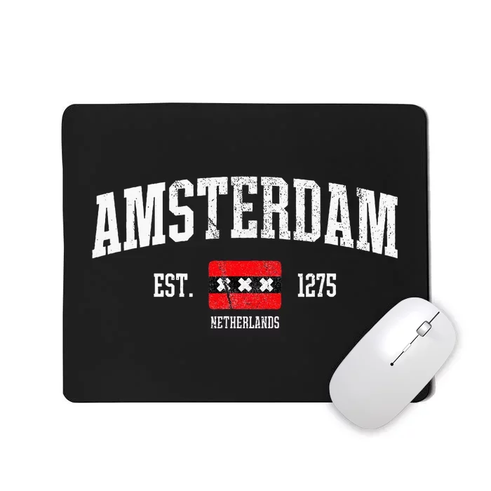 Amsterdam Flag Est. 1275 Netherlands Souvenir Retro Mousepad