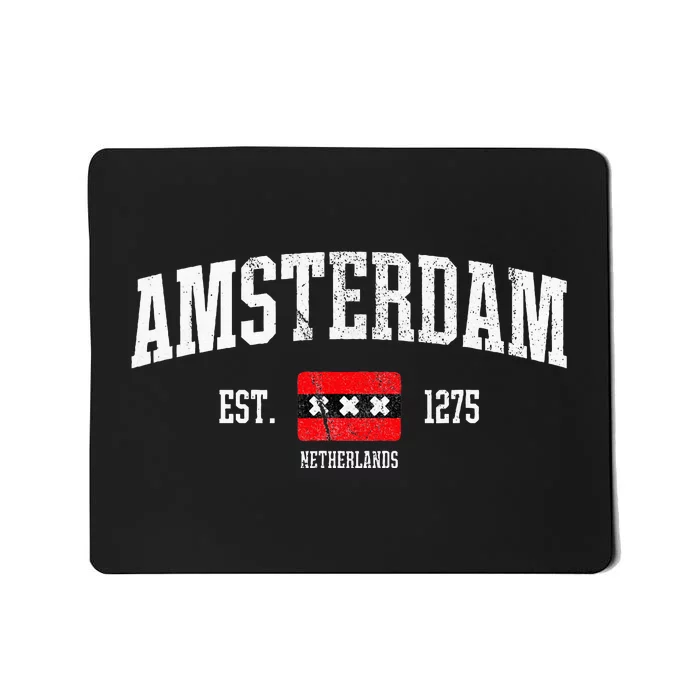 Amsterdam Flag Est. 1275 Netherlands Souvenir Retro Mousepad