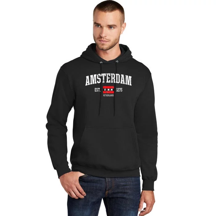 Amsterdam Flag Est. 1275 Netherlands Souvenir Retro Tall Hoodie