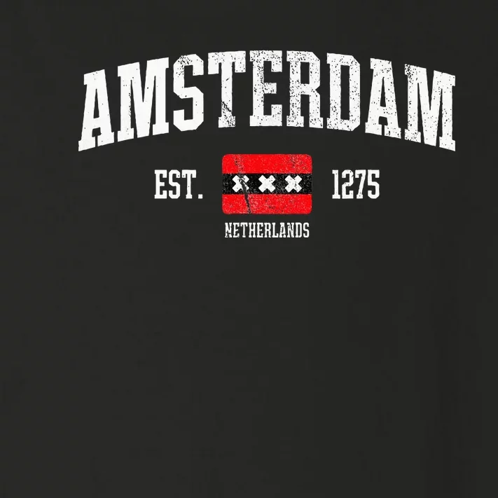 Amsterdam Flag Est. 1275 Netherlands Souvenir Retro Toddler Long Sleeve Shirt