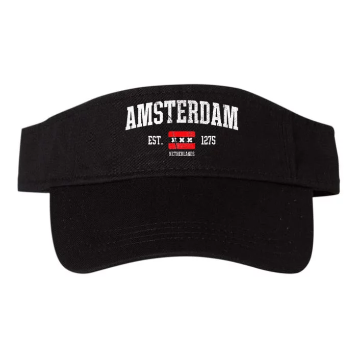 Amsterdam Flag Est. 1275 Netherlands Souvenir Retro Valucap Bio-Washed Visor